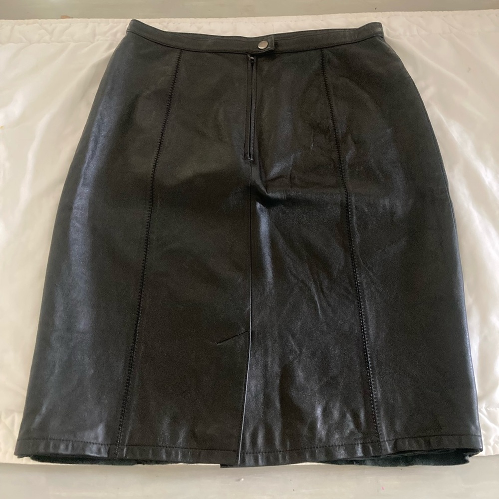 Parodic Black Leather Skirt